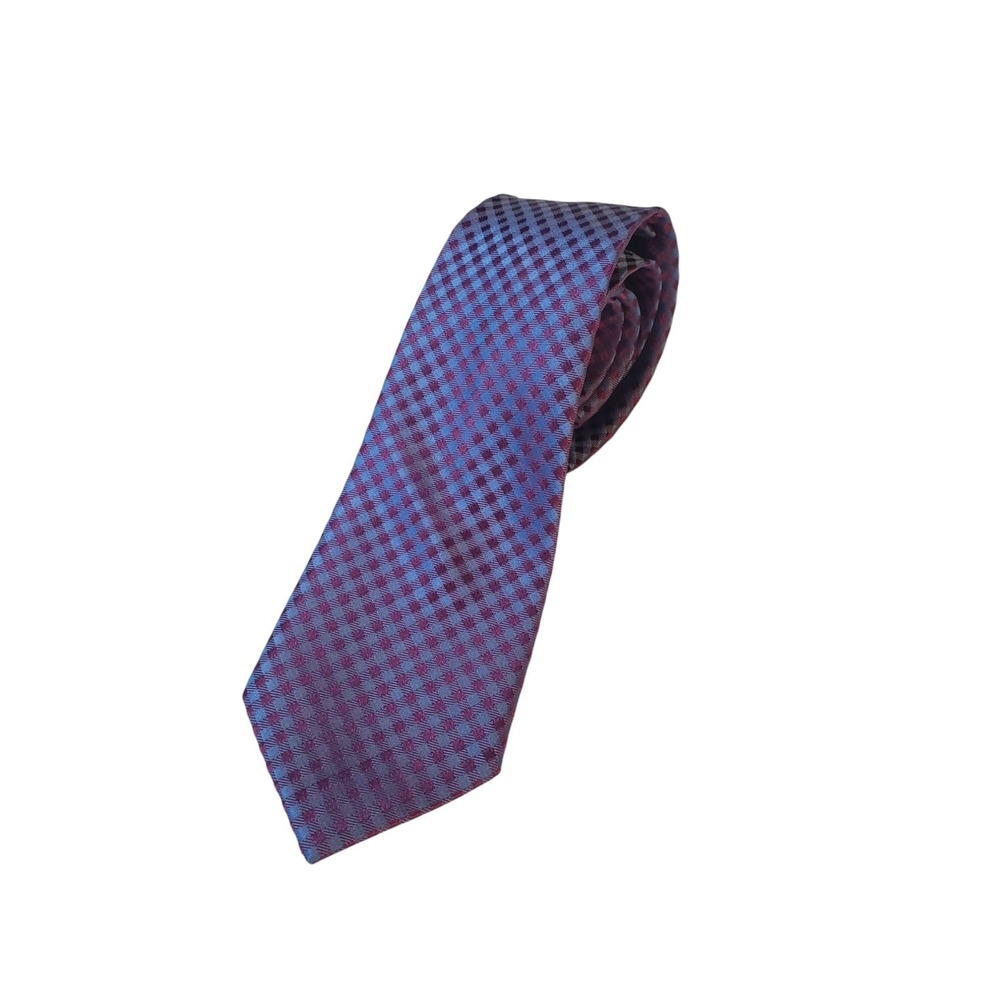 Michael Kors Mens Tie Necktie Luxury Designer Purple Blue Plaid Business Church